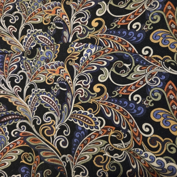 Salaam XL Tunic, Black With Beautiful Multicolored Swirling Pattern, Scoop Neck - Picture 2 of 4